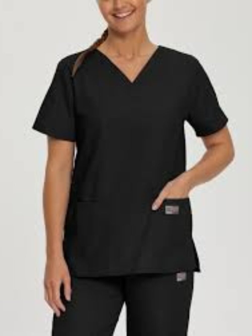 FIGS Casma Scrub Top in Black, Size Medium